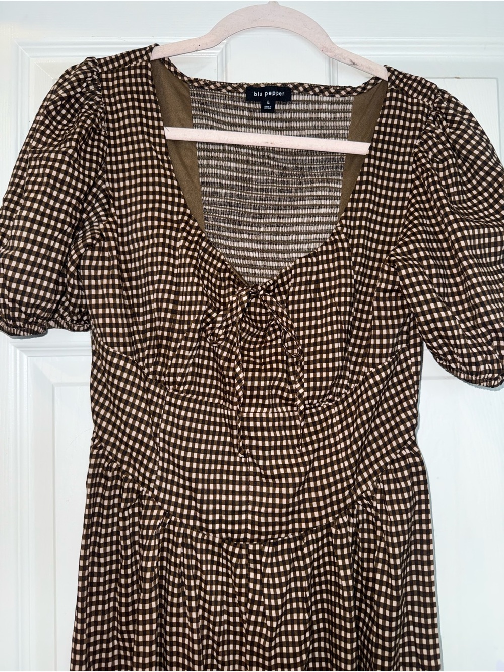 Blu Pepper Brown Gingham Midi Dress - Picture 3 of 5